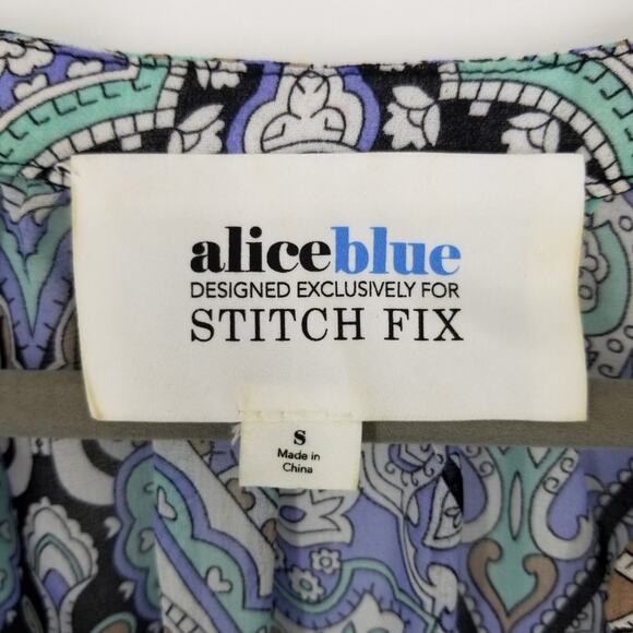 3/$25 Alice Blue Stitch Fix Paisley Peasant Blouse S  Boho Flowy Bohemian Top - Picture 3 of 10